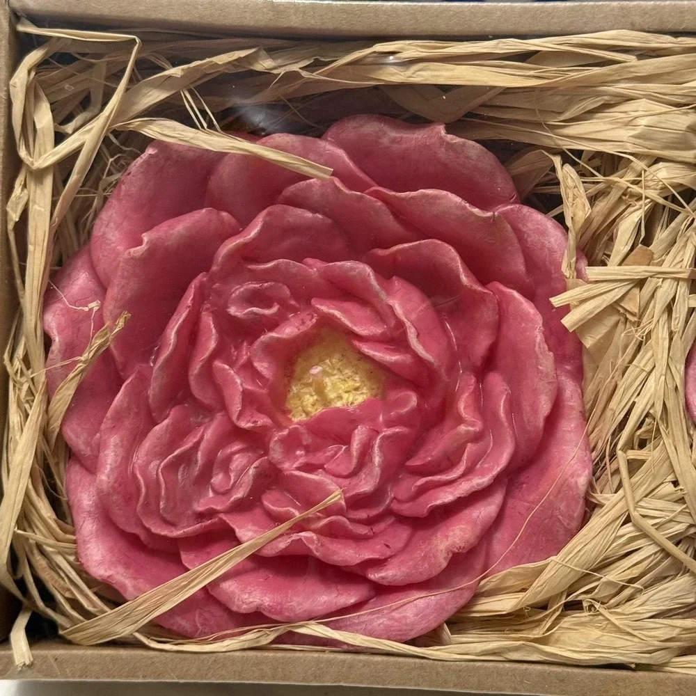 Vintage Pottery Barn Pink Rose Floating Candles Set 2 Large Y2K New in Box